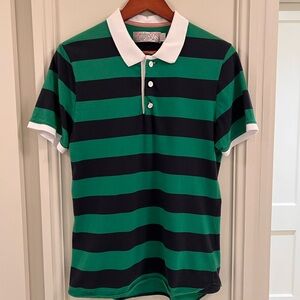 Shipley & Halmos Green and Navy Polo Shirt